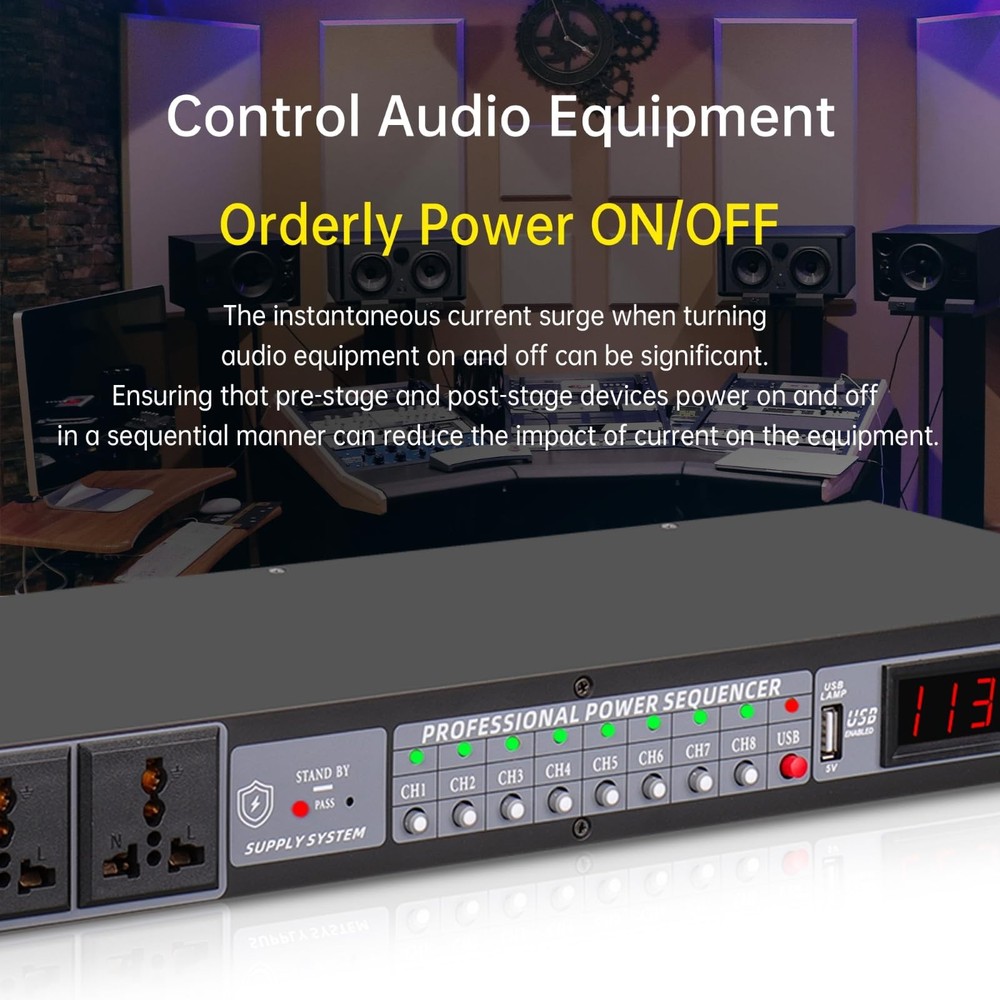 FMUSER 10-Outlet Power Sequencer Conditioner, 3000W Rack Conditioner...