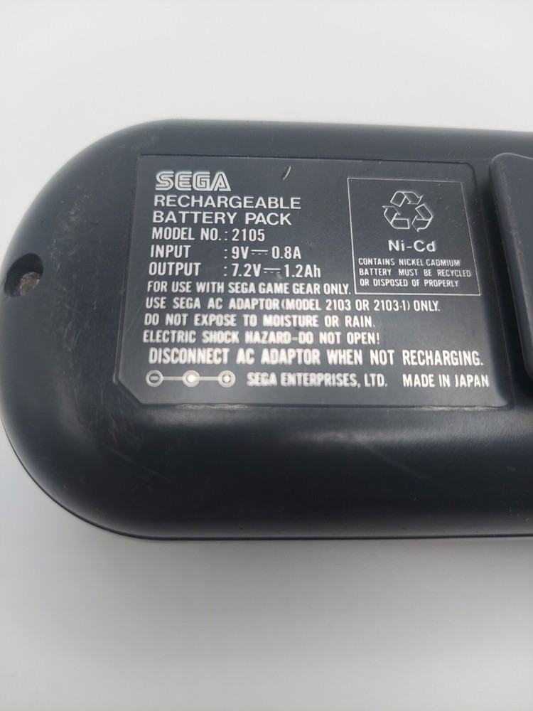 OEM Sega Game Gear System Console Rechargeable Battery Pack Model 2105 UNTESTED