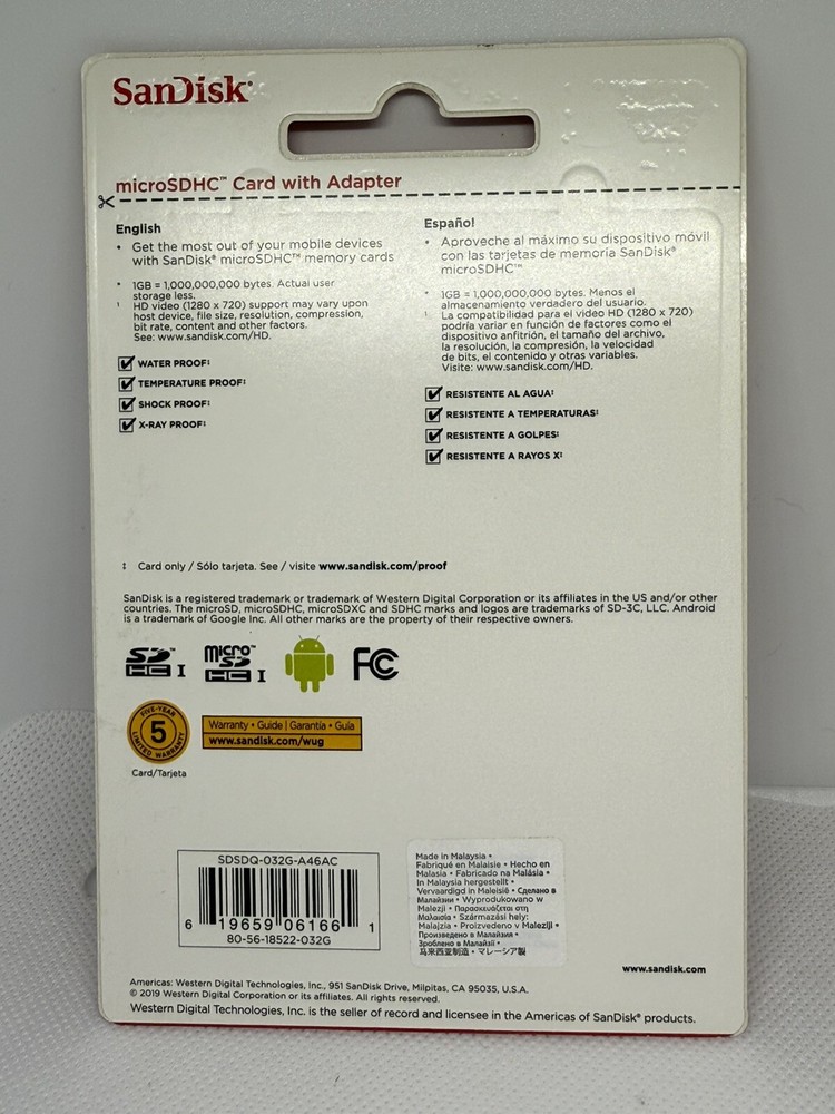 SanDisk 32GB Mobile MicroSDHC Class 4 Flash Memory Card With SD Adapter