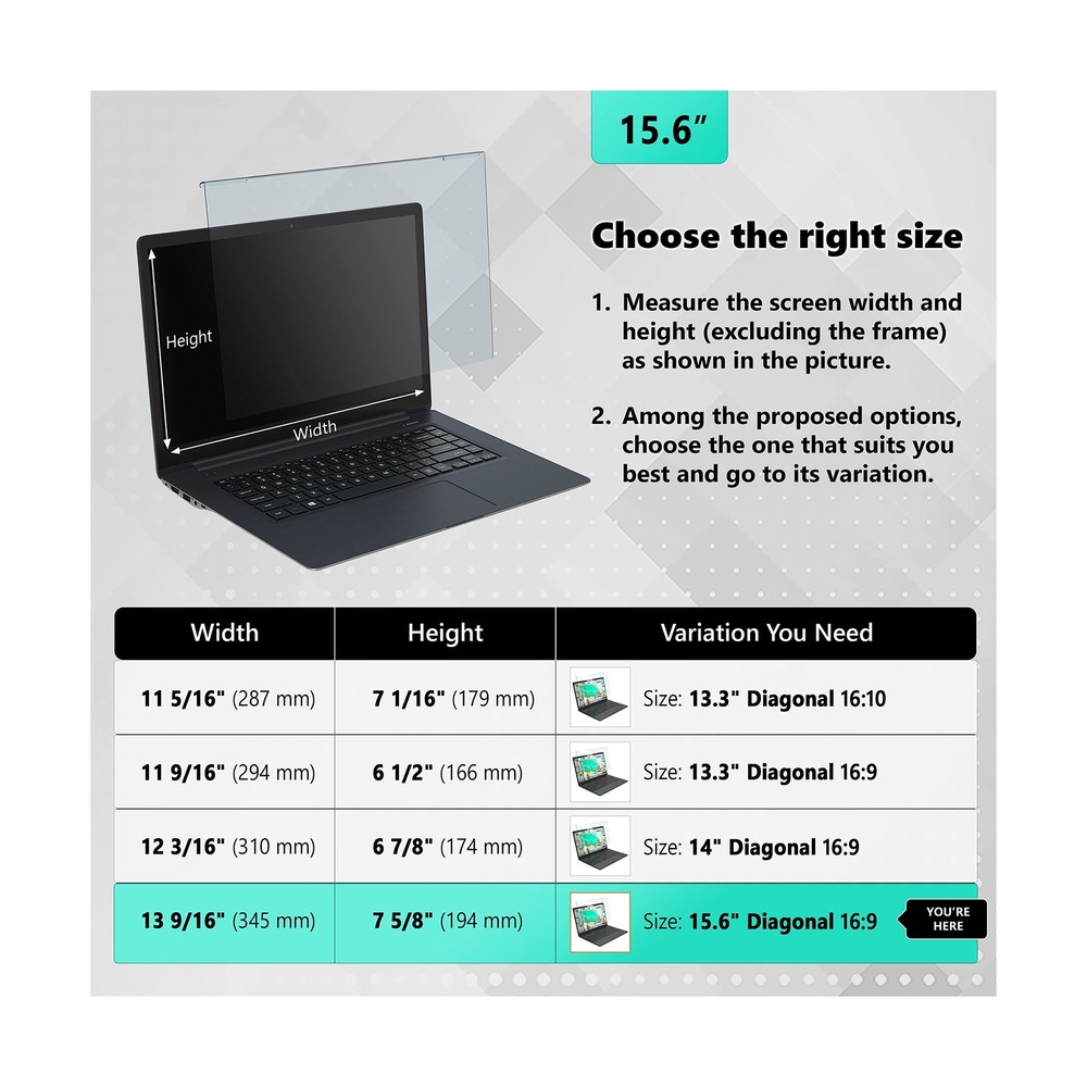 Blue Light Blocking Screen Protector Panel for 15.6 inch Diagonal LED PC Lapt...