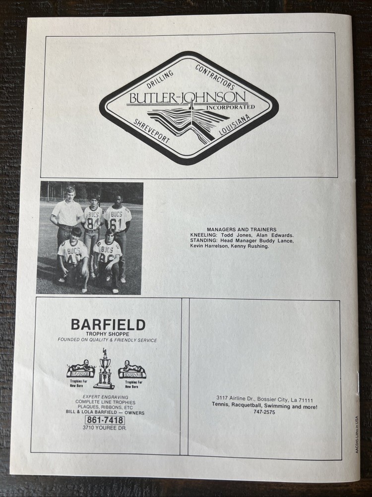 1982 Haughton vs. Minden Football Program 20 Pages