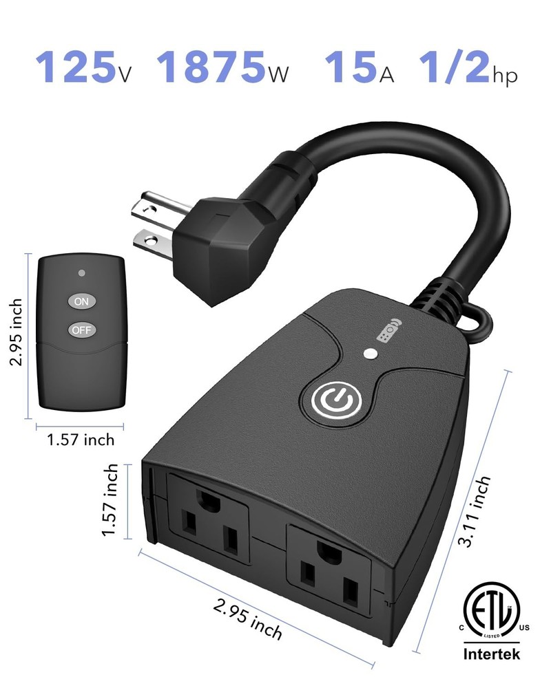 Reliable Weatherproof Power Outlet Plug - 100ft Range, Remote Control Included
