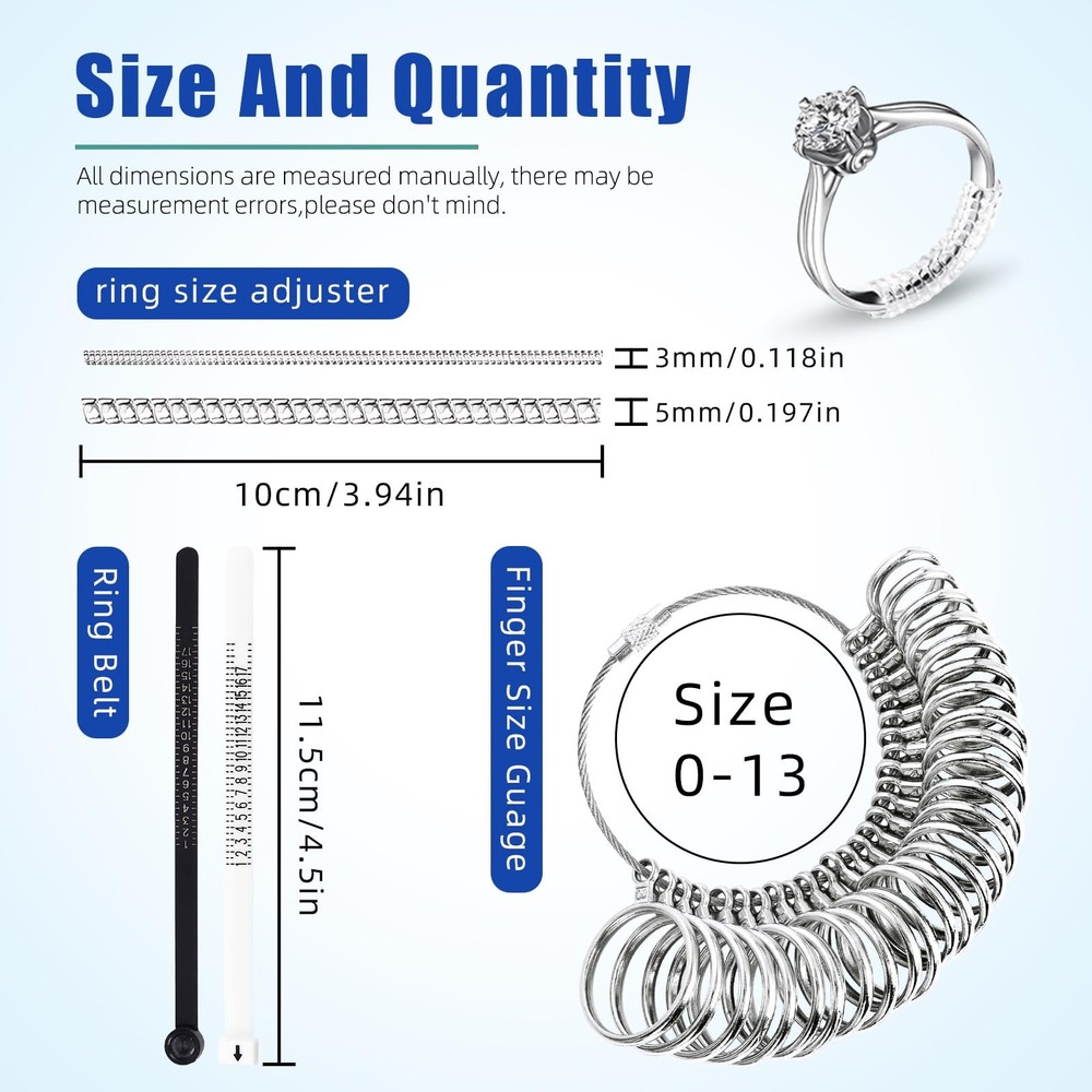 Ring Sizer Measuring Tool Kit Sizing Metal Measurer and SILVER