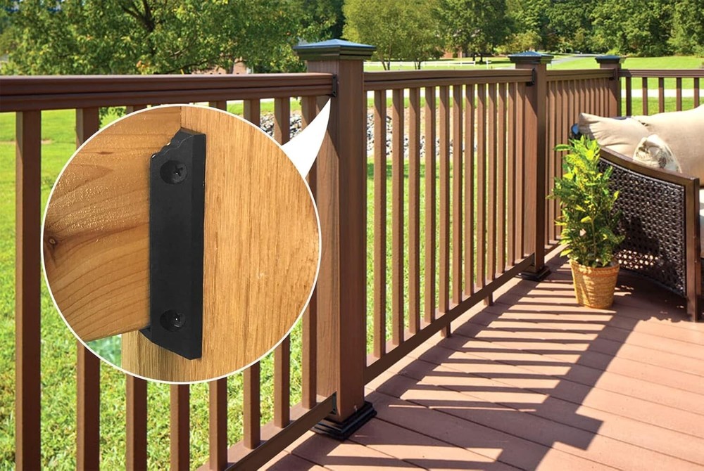 20 Pack Durable Deck Railing Brackets Connectors with 120 Screws - Black Nylon