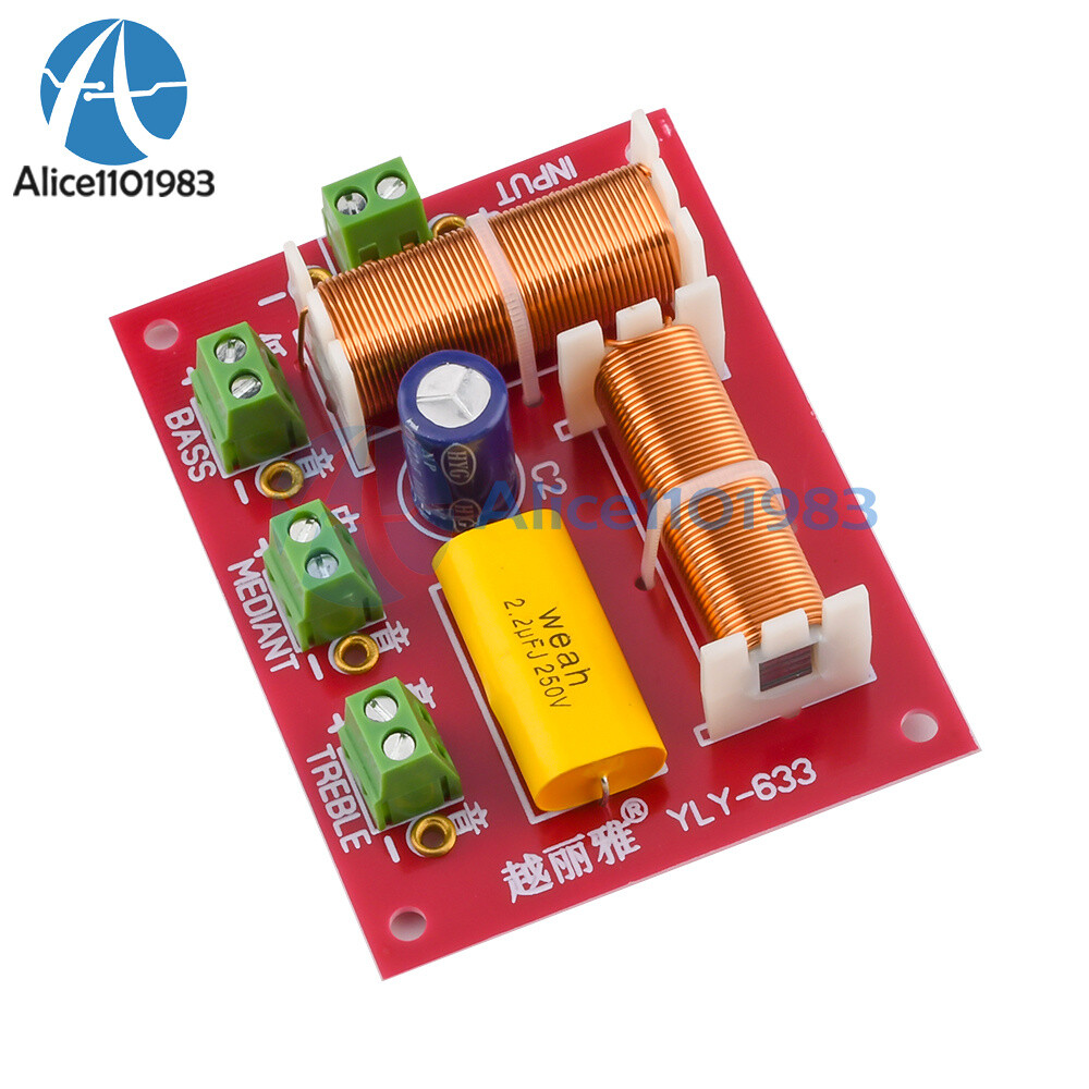 Ajustable Treble Bass Frequency Divider 3 Way Speaker Audio Crossover Filter