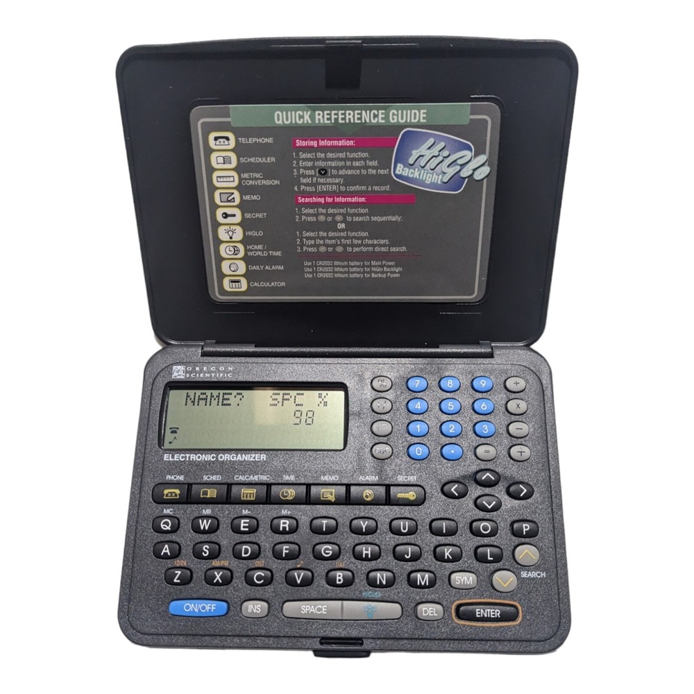 Oregon Scientific Electronic Organizer With High Glow DB372E Tested Working EUC