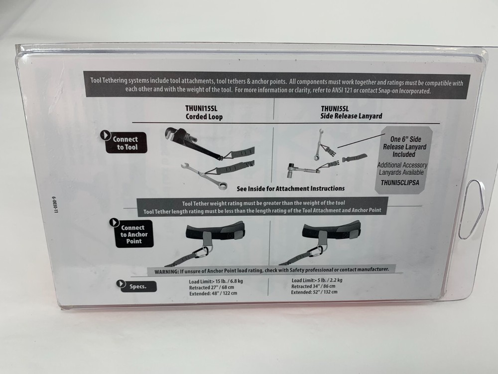 Tools@Height THUNI15SL Corded Loop Tool Tether 3/4" Super Coil 15 lb. Load Limit