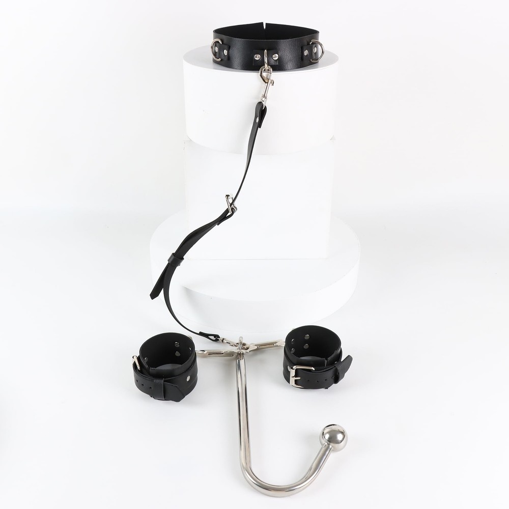 Complete BDSM Starter Kit with Anal Hook, Adjustable Neck Wrist Restraints & ...