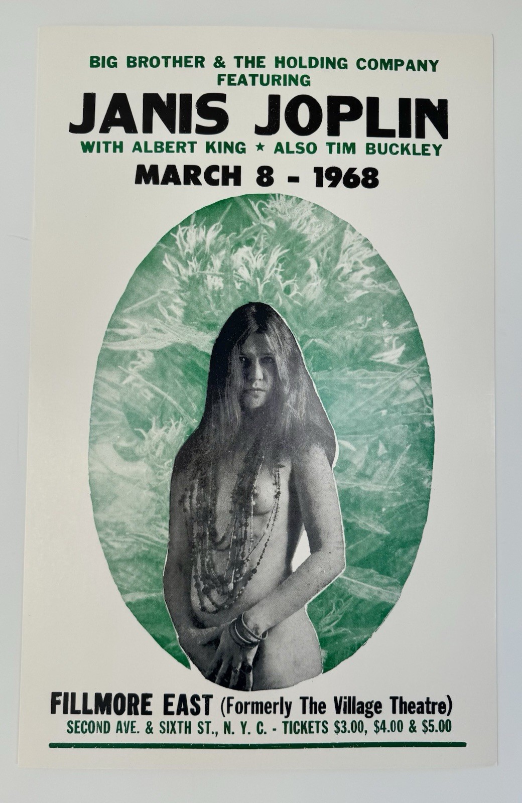 14x22" Janis Joplin 1968 Fillmore East Lithograph Poster Albert King Tim Buckley