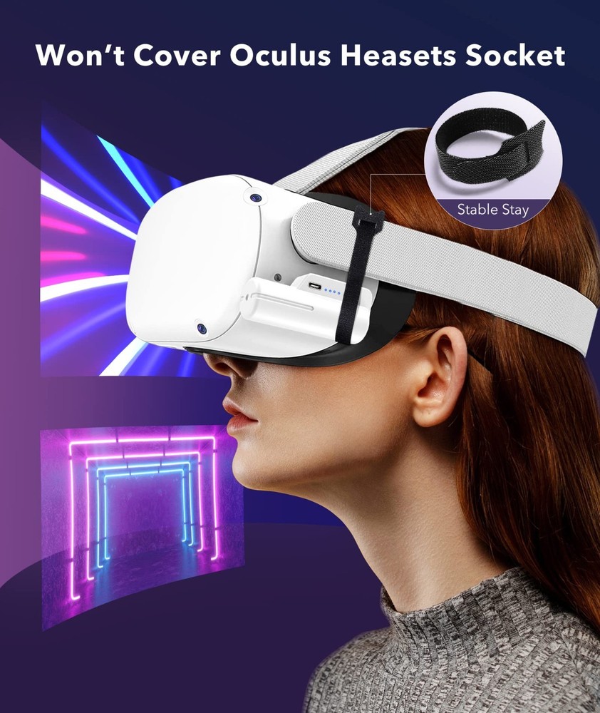 5000mAh Rechargeable for Meta/Oculus Quest 2 Accessories Battery Pack