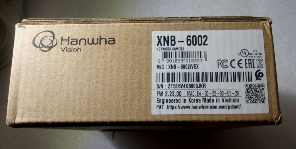 HANWHA VISION XNB-6002 Remote Head IP Camera Main Module 2MP Black