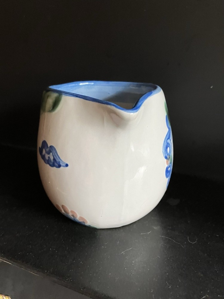 M.A. Hadely Bluette Open Syrup Pitcher Signed 3.5" tall, 5" at widest