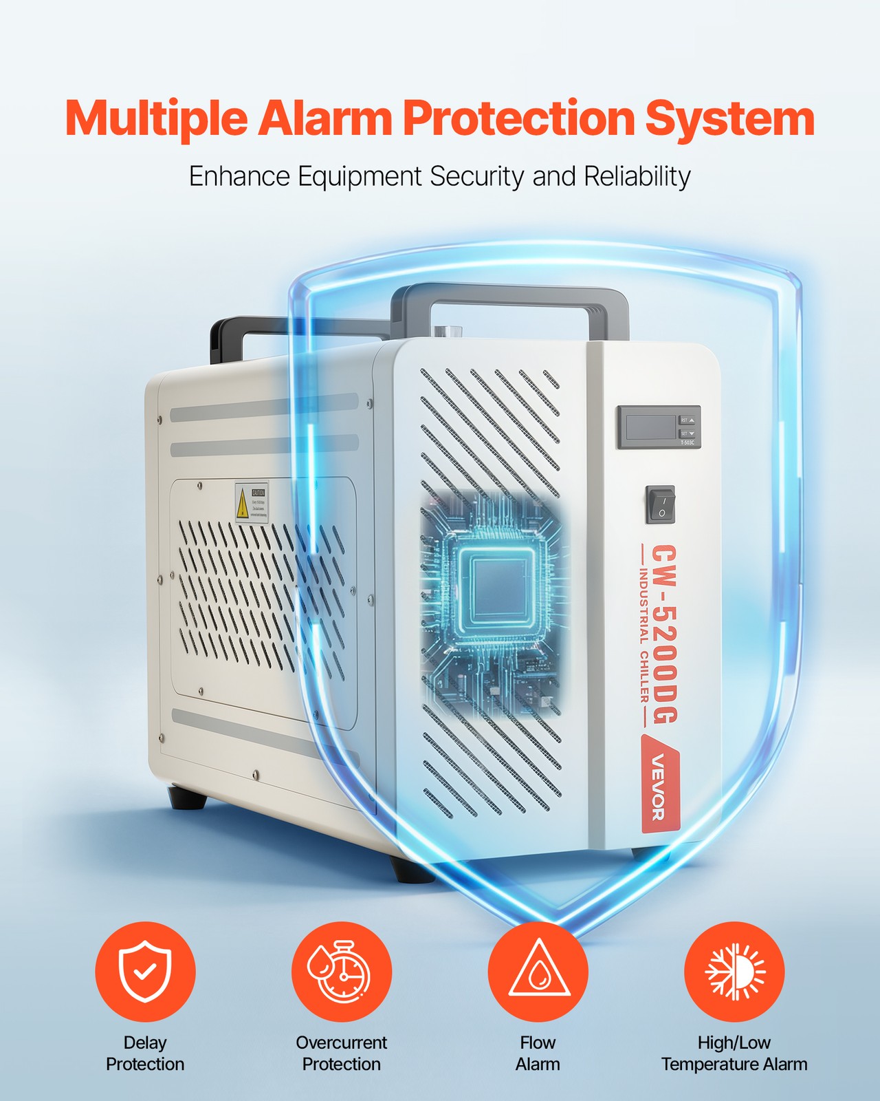 VEVOR Industrial Water Chiller 5460 BTU/h Water Cooler with Compressor 3.4 GPM