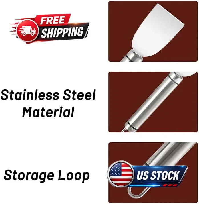BBQ Grill Scraper Stainless Steel Multi Purpose Spatula Cleaner Tool