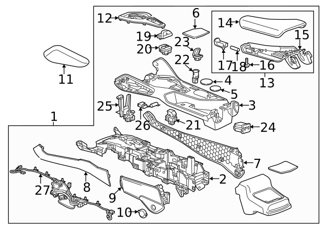 Genuine GM Silver Front Floor Console Trim Plate 84637641