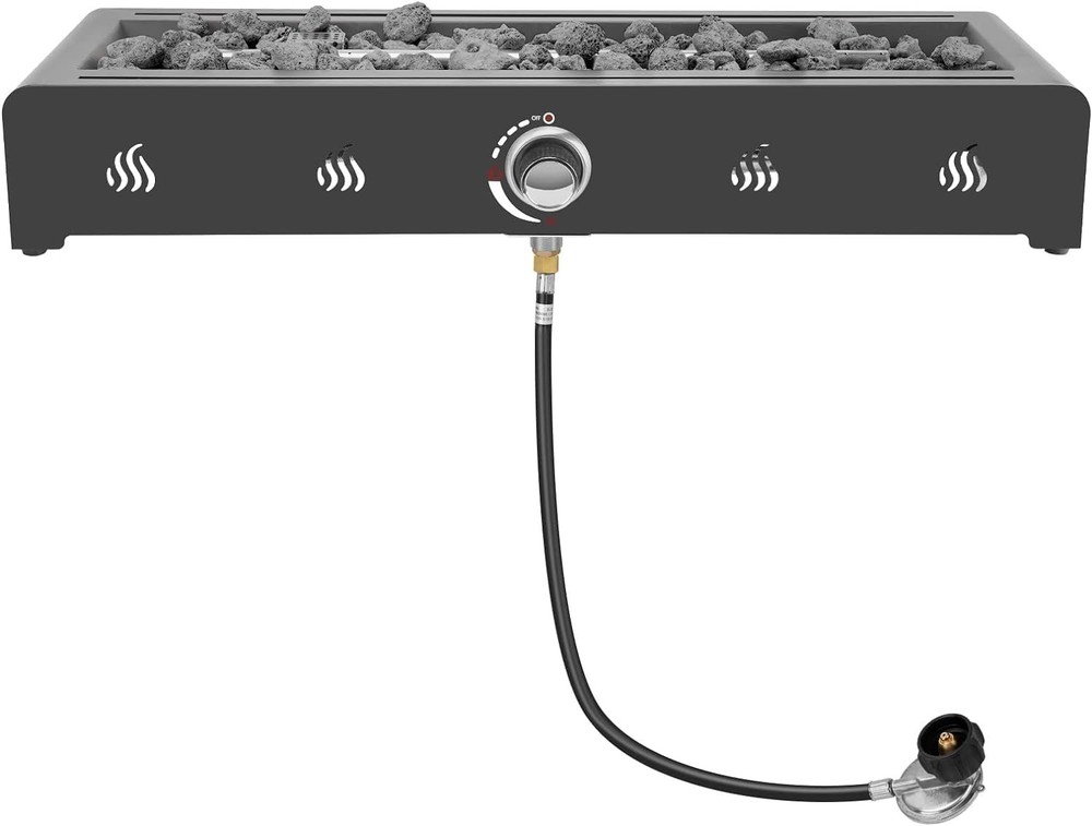 28'' Tabletop Fire Pit Table, Propane Gas Firepit Bottom Mounted for Table wi...