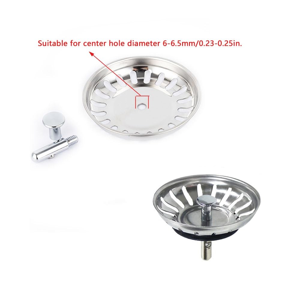 4 Set Kitchen Sink Strainer Central Pin Replacement M8 5/16'' Drain Basket