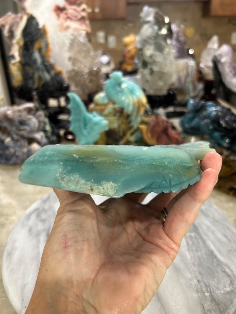 Blue Amazonite Dragon hand carved
