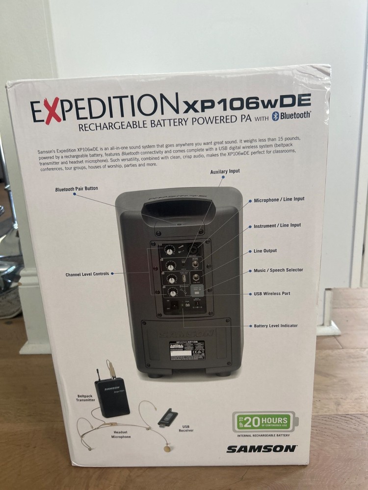 SAMSON EXPEDITION XP106wDE rechargeable battery powered Bluetooth PA
