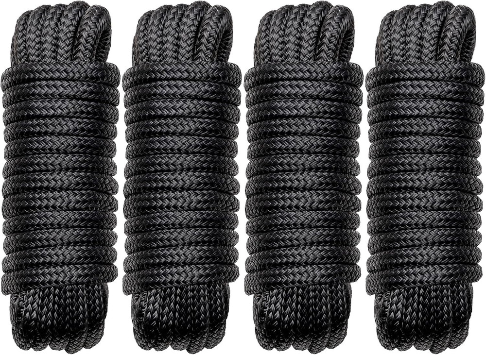 Boat Dock Lines Marine Rope - 1/2" X 15Ft with Pre-Spliced 12" Loop Double Braid
