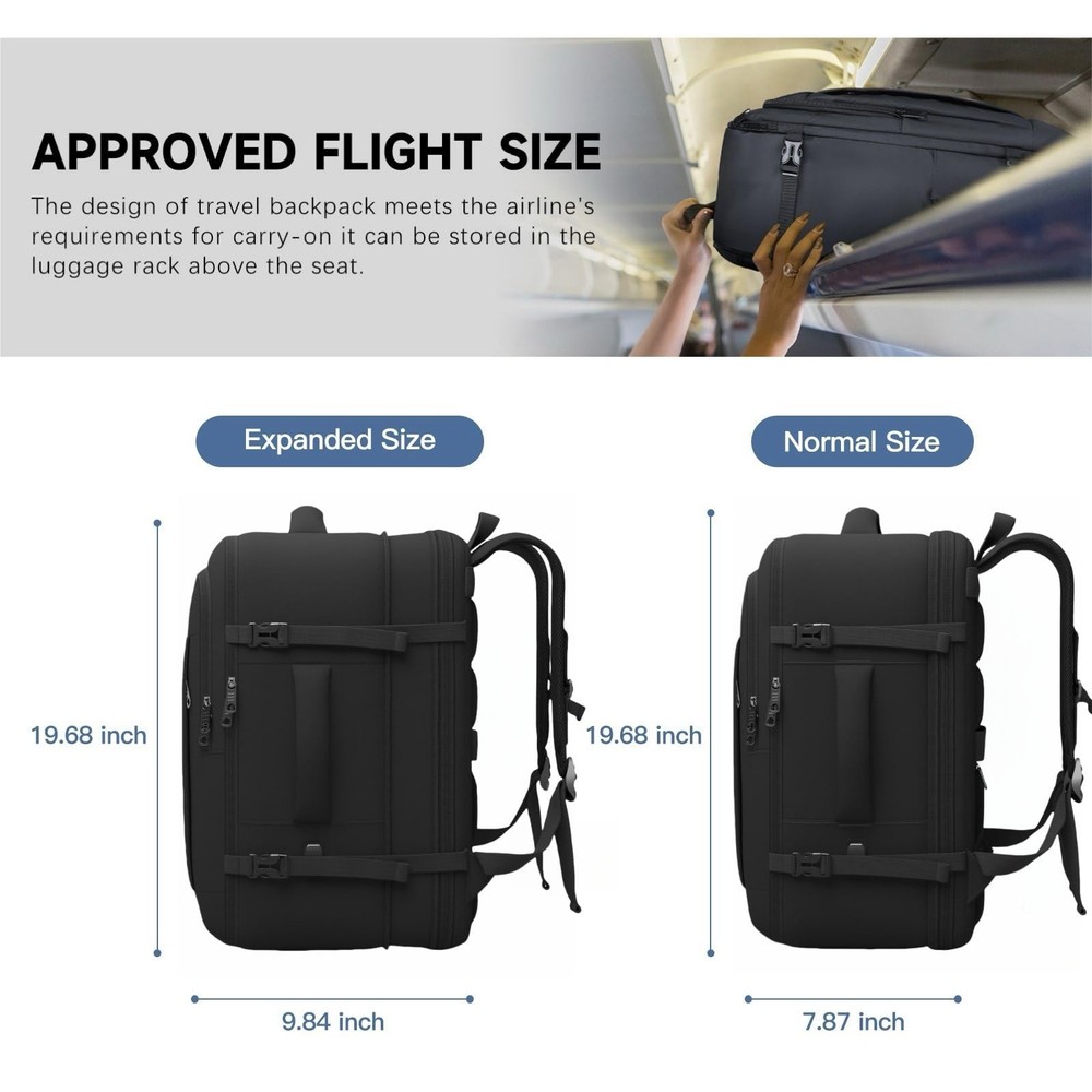 Carry On Backpack, 50L Travel Backpack, Luggage Backpack TSA Flight Approved ...