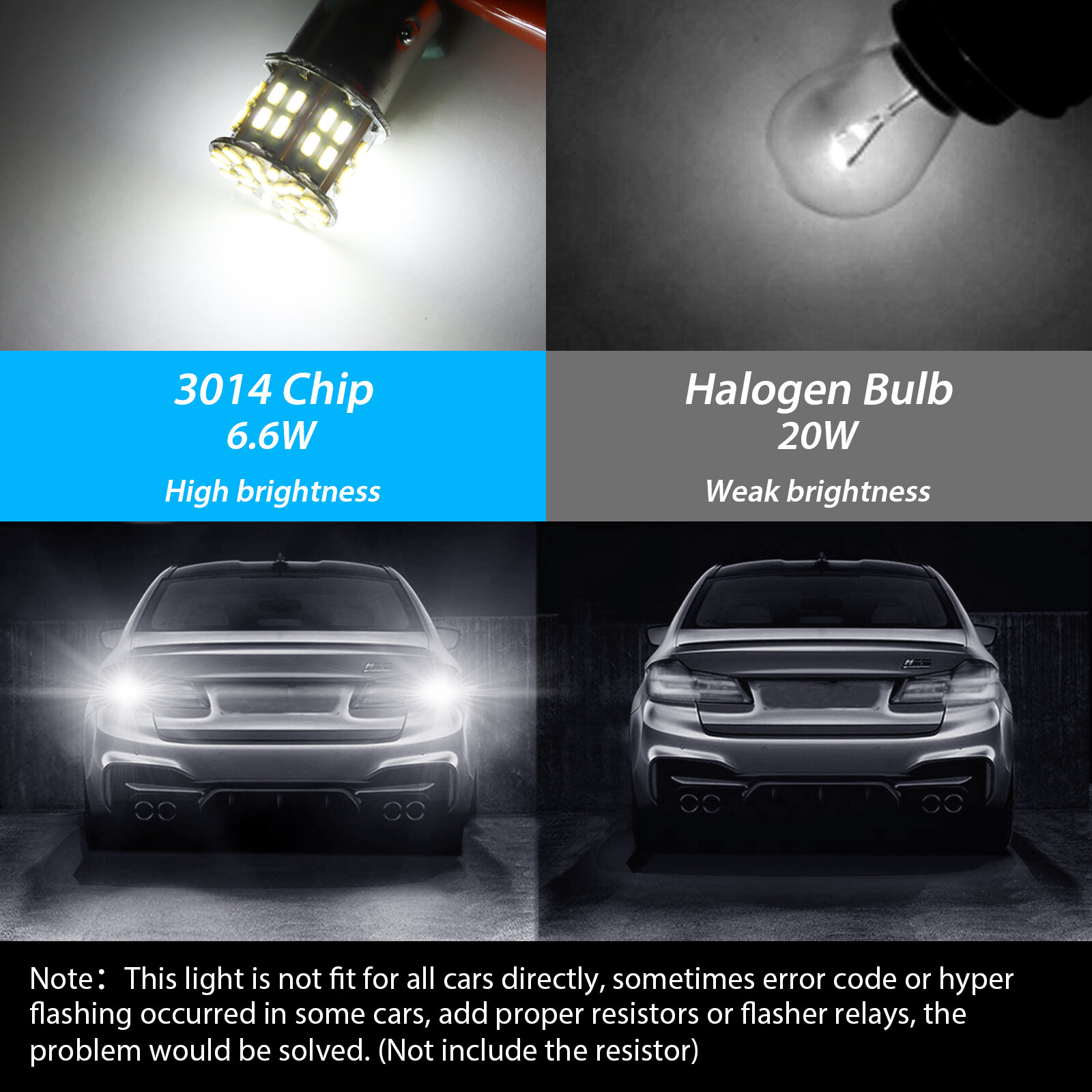 4x 1157 50-SMD LED Tail Brake Stop Reverse Parking Light Bulbs 6000K Super White