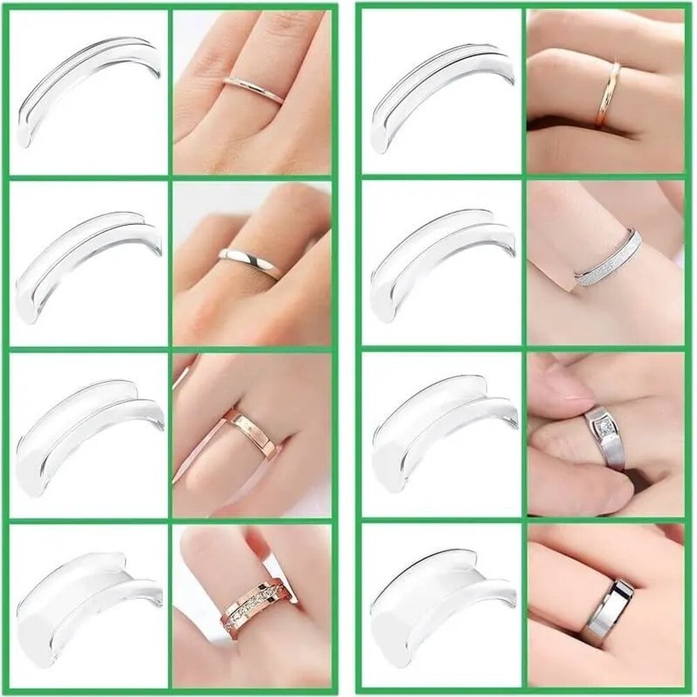 8pcs Different Sizes Invisible Transparent Ring Sizer Adjuster for Loose Rings