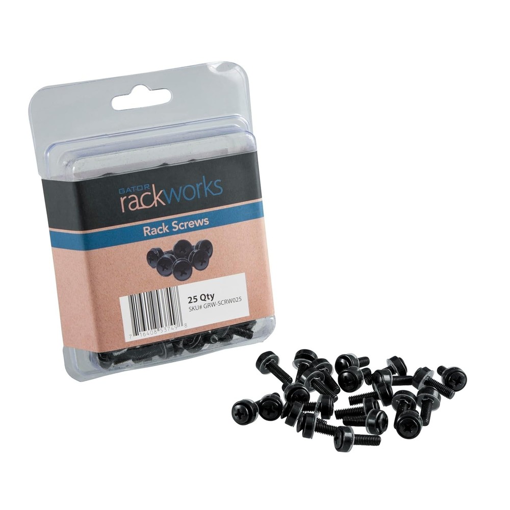 Professional Black Rack Screws Set, 25 Count - Compatibility with 10/32 Systems