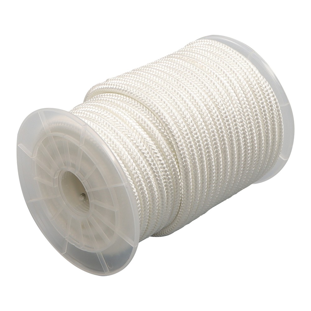 3/8 Inch Nylon Rope 100 Foot Spool 100% Nylon Solid Braid Rope Dyeable White
