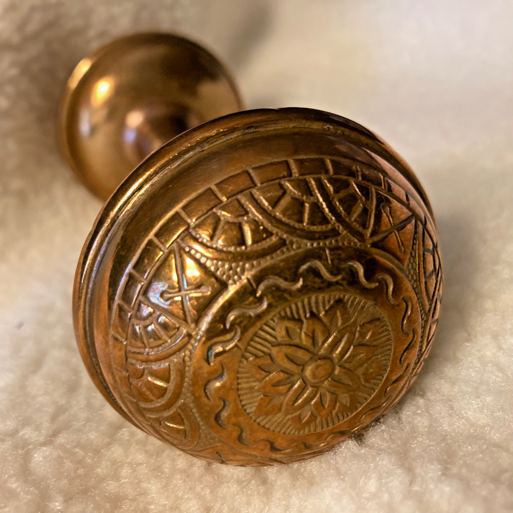 Vintage Victorian Eastlake Brass Door Knobs (Set B)