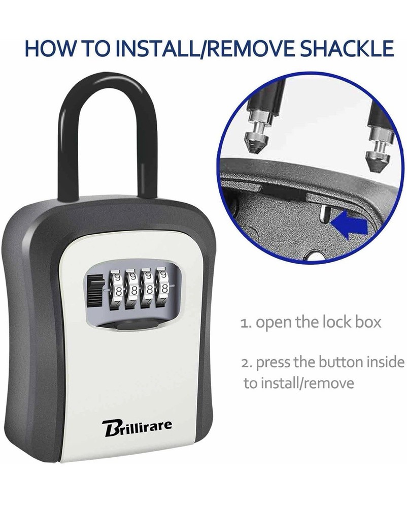 2 Pack Key Lock Box, Waterproof 4 Digits Combination Lockbox with Removable S...