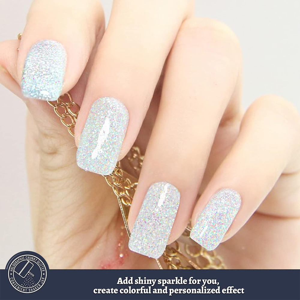 Rainbow White Chunky Glitter,150G/5.29Oz Iridescent