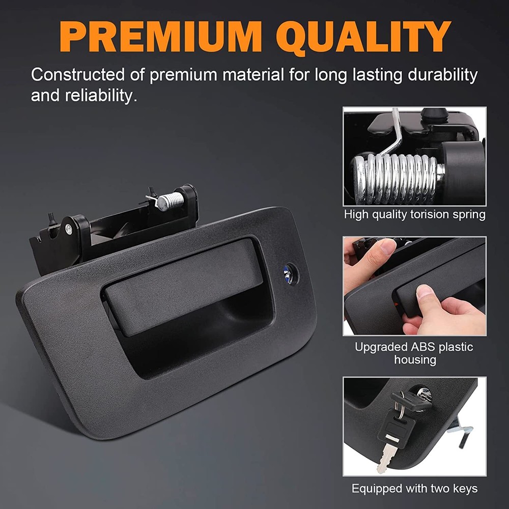 Tailgate Handle Kit, Tail Gate Bezel Lock For 07-14 Chevy Silverado GMC Sierra