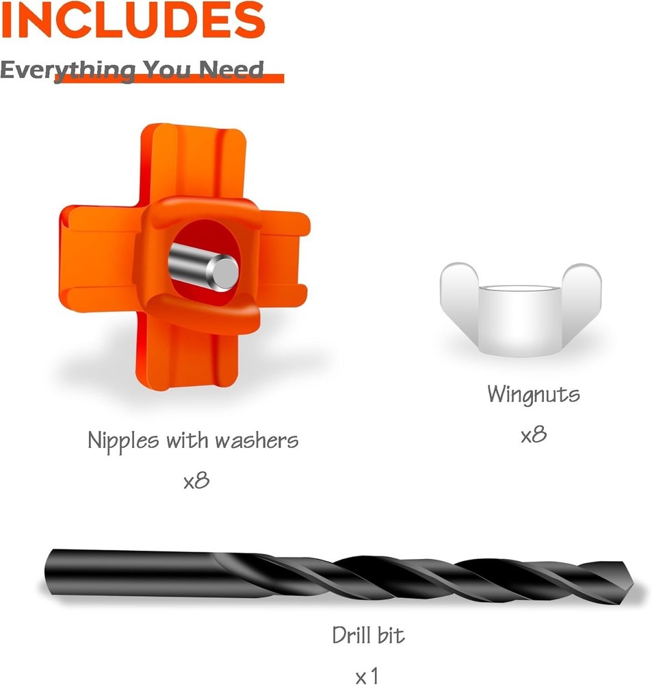 Automatic Chicken Waterer Nipple System - 8 Pack with Easy Setup & Maintenance