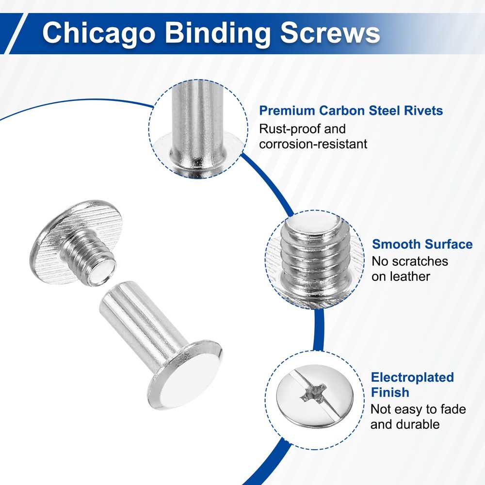 25set Phillips Chicago Screw M5x13mm Binding Post Screw, White