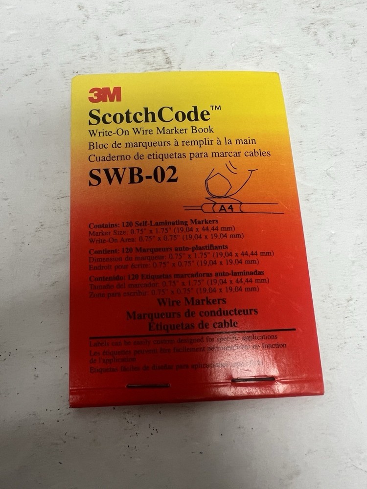 3M ScotchCode Write-On Wire Marker Book SWB-02, 0.75 in x 1.75 in