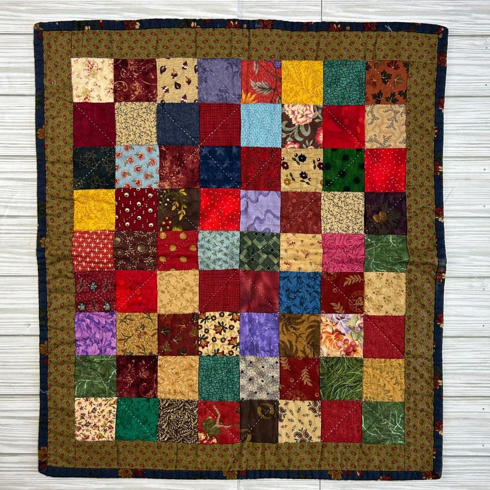 Handmade Quilt 9-Patch Block Pattern Sampler Wall Decor 18x20 Hand Quilted