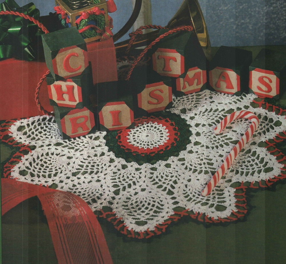 TABLETOP TRIM CHRISTMAS DOILY 13" HOME DECOR CROCHET PATTERN INSTRUCTIONS