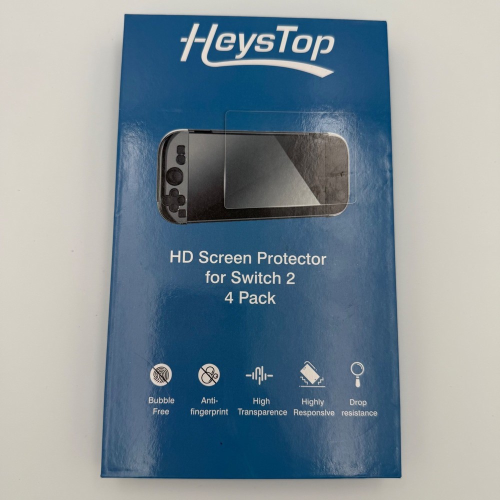 HeysTop 4pk HD Screen Protector for Switch 2 Clear Tempered Glass NIB