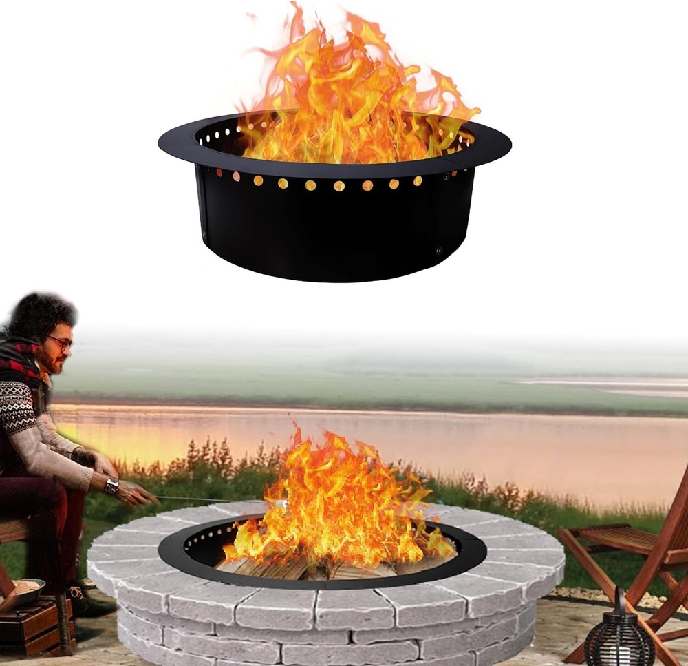 Fire Pit Ring Insert Round 36" OD & 30" ID With Coller Support & Air Vents
