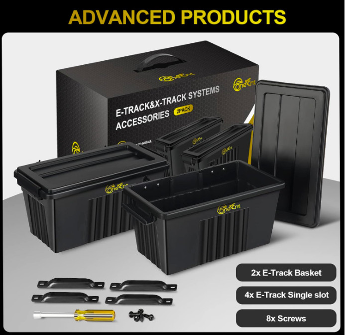 2 Pack E-Track Basket| E Track Box Storage Bin for E-Track Accessories for En...