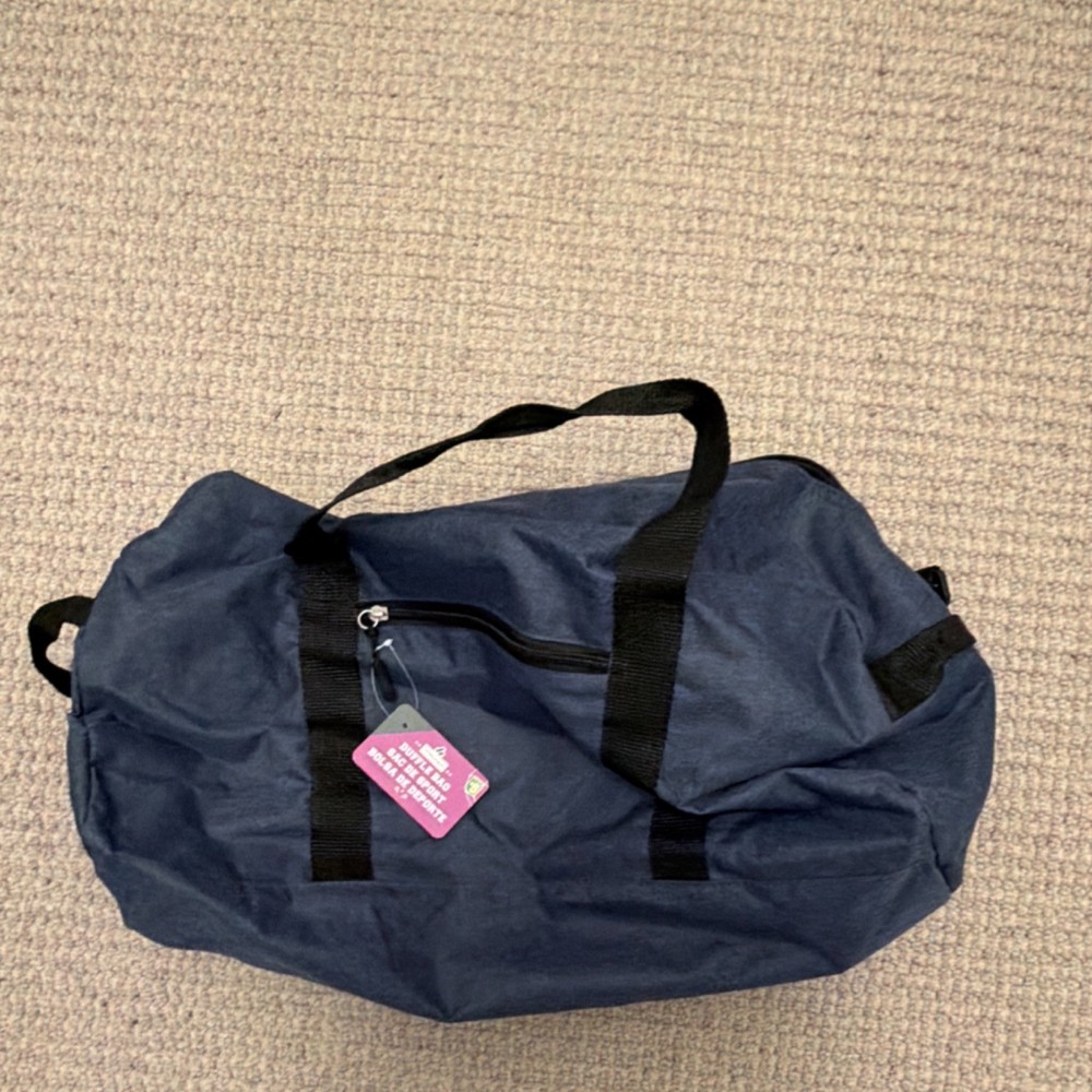 HINGHAM Navy Blue Polyester Duffle Bag Zip Closure Adjustable Strap Gym Training