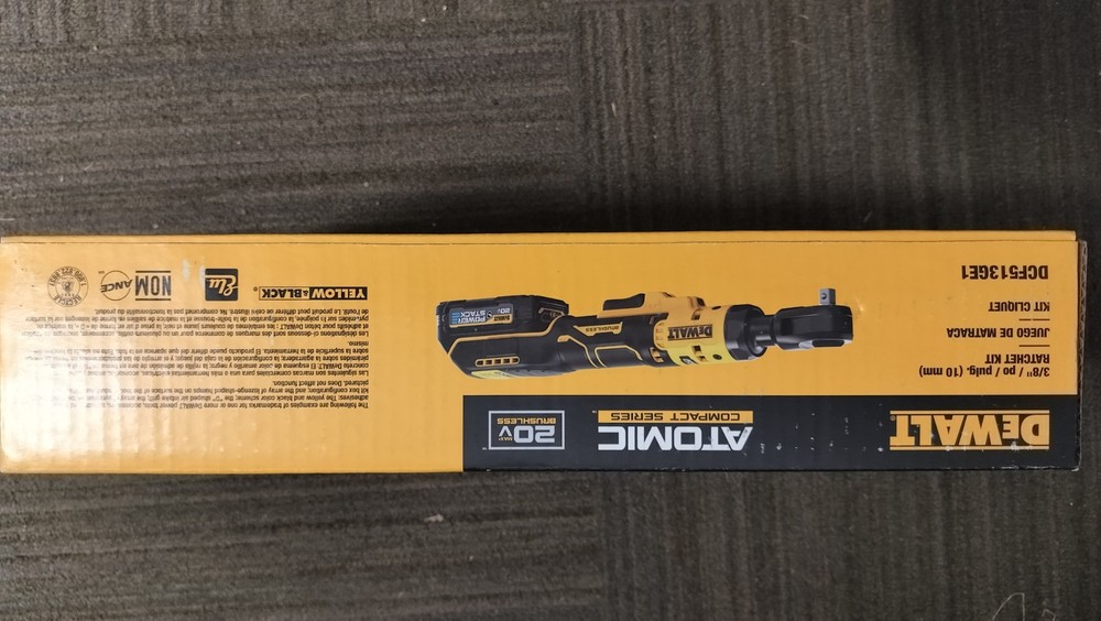 DEWALT DCF513GE1 Brushless Compact 3/8" Ratchet Kit Powerstack Battery
