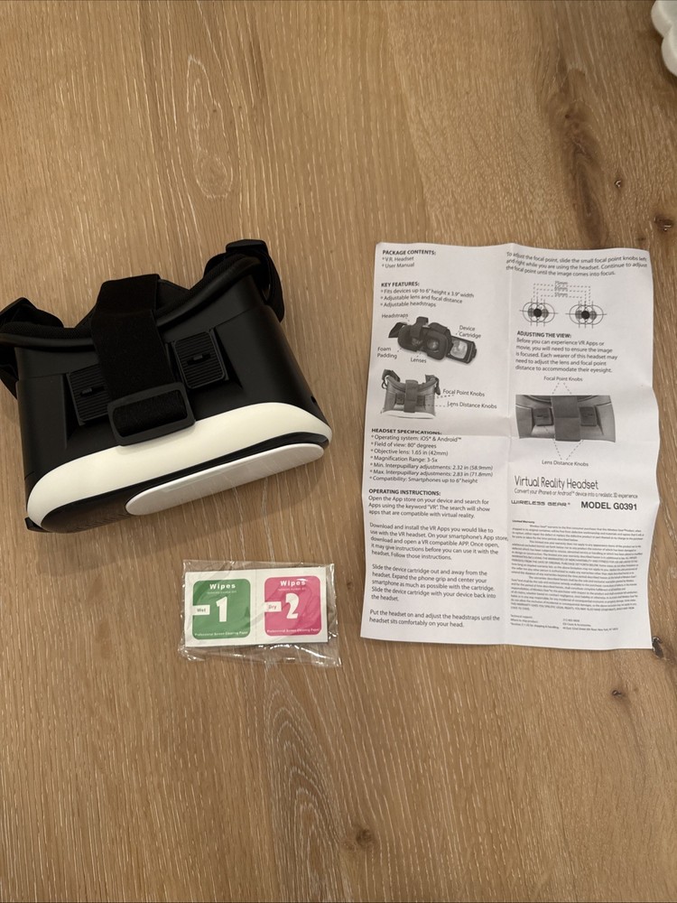 Virtual Reality Headset,Wireless Gear Model G0391,3D Experience