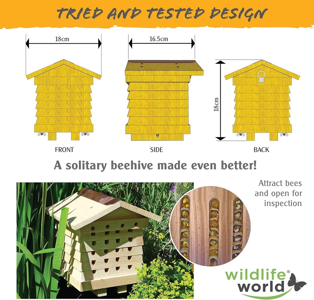 Modern Interactive Bee House - Safe Pollinator Nesting Solution, 6.5'' Diameter