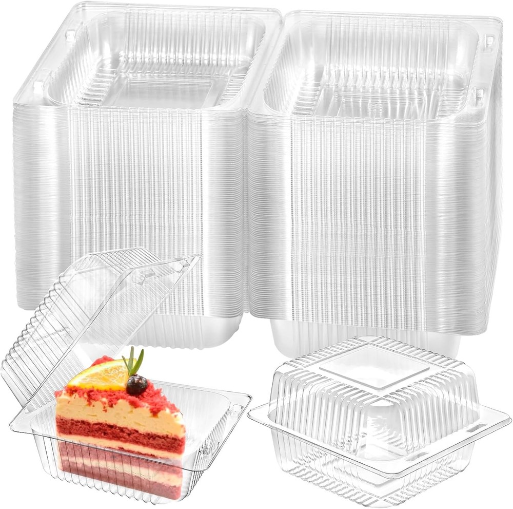 Plastic Cl Food Containers, Clear Square Cake Slice