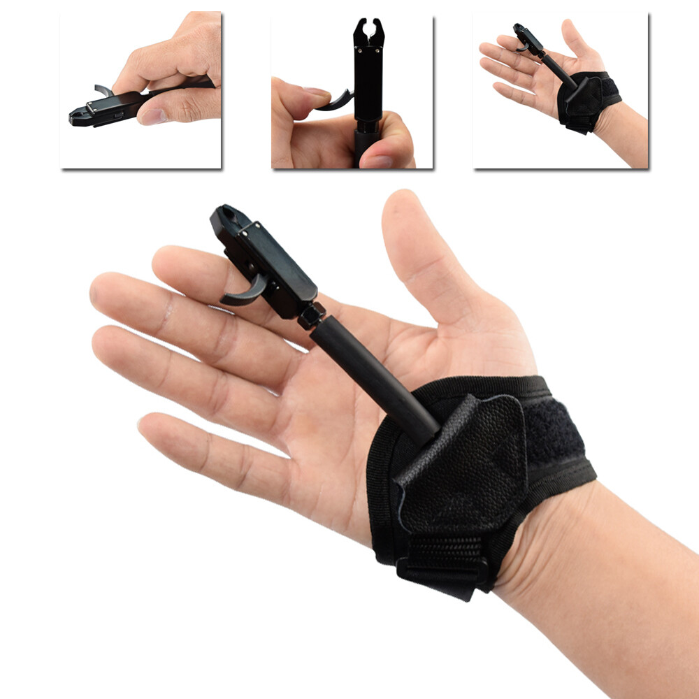 1x Archery Compound Bow Release Aids Wrist Strap Adjustable Trigger Caliper