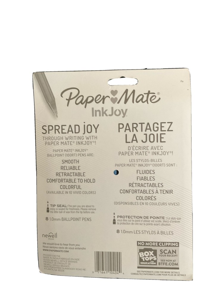 Paper Mate InkJoy 100RT Retractable Pens, Medium Point, Assorted Ink, 8 Pack
