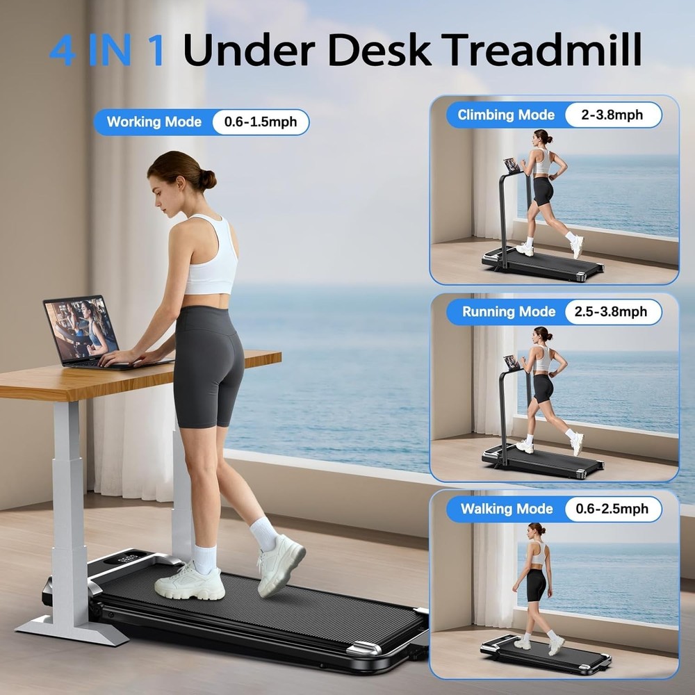 Space-Saving Foldable Treadmill with Shock Absorption, Ideal for Small Spaces