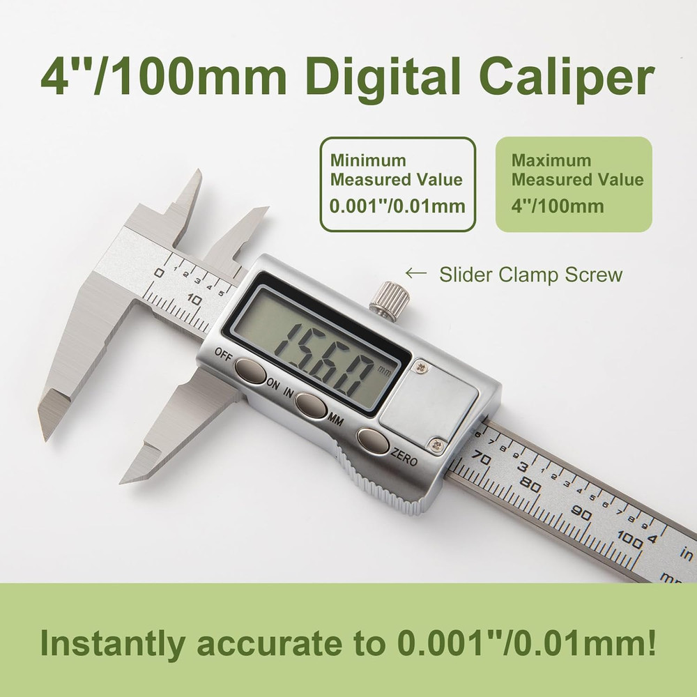 All-Metal Small Digital Caliper 0-4" Mini Measuring Tool, Micrometer Caliper wit